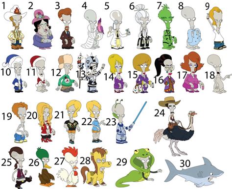 roger alien american dad|american dad roger's personas list.